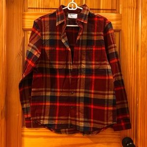 Old Navy Men's Red and Blue Plaid Button Down Shirt